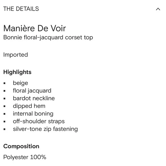 Maniere De Voir Bonnie Floral-Jacquard Bardot Corset Top Wuthering Heights 12 - Picture 10 of 10